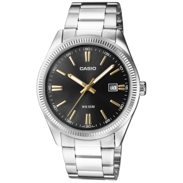 Zegarek męski Casio MTP-1302D-1A2VDF na bransolecie srebrnej, grafitowa tarcza