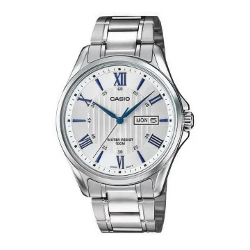 Zegarek męski Casio MTP-1384D-7A2VDF na srebrnej bransolecie, srebrna tarcza