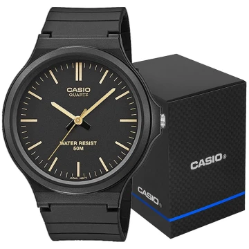 Zegarek męski Casio MW-240-1E2VEF na czarnym pasku, czarna tarcza