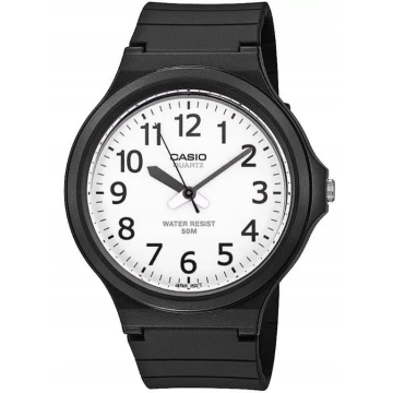 Zegarek męski Casio MW-240-7BVDF na czarnym pasku, biała tarcza