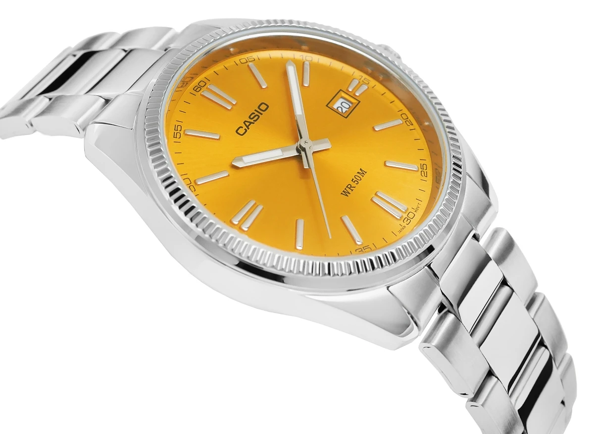 Zegarek męski Casio MTP-1302PD-9AVEF na srebrnej bransolecie, złota tarcza - zdjęcie 2 Zegarek męski Casio MTP-1302PD-9AVEF na srebrnej bransolecie, złota tarcza - zdjęcie 2