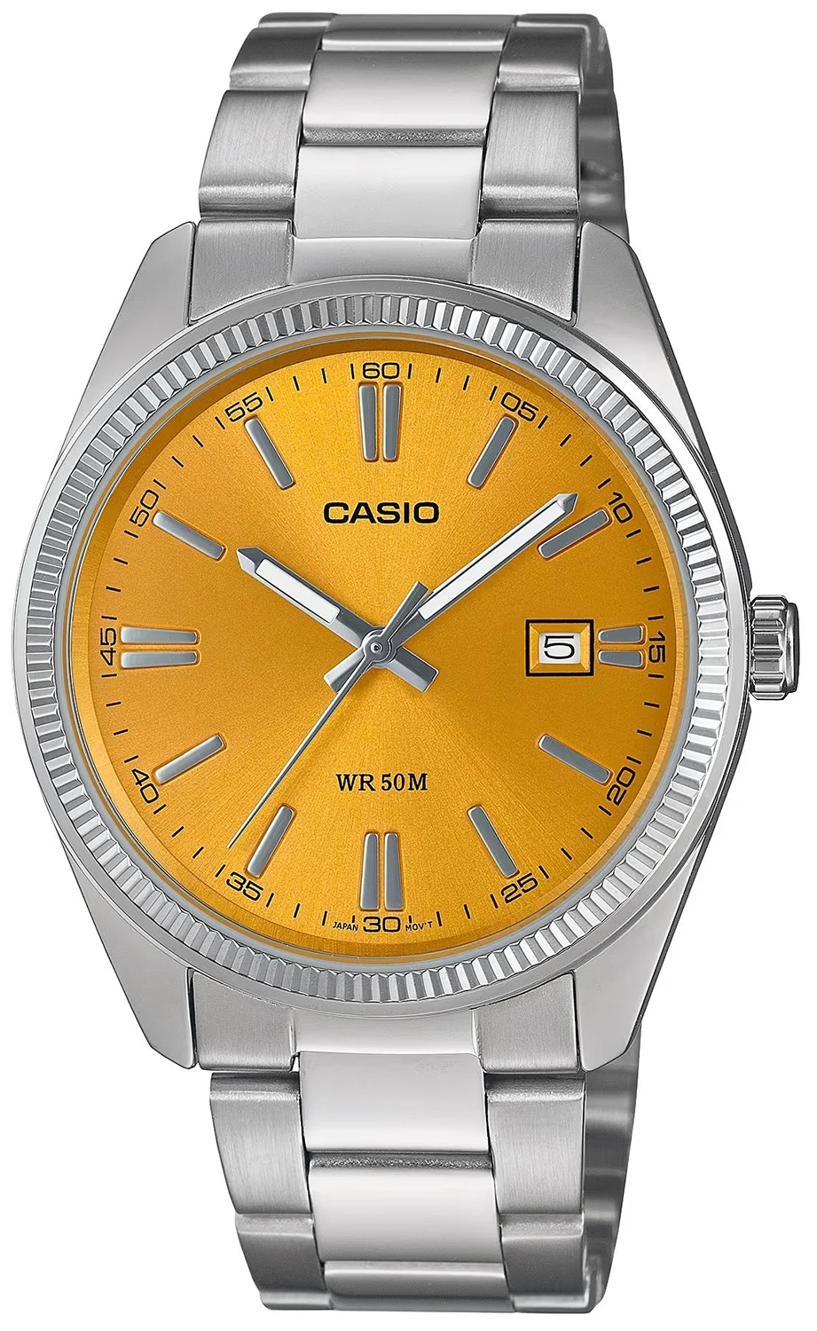 Zegarek męski Casio MTP-1302PD-9AVEF na srebrnej bransolecie, złota tarcza Zegarek męski Casio MTP-1302PD-9AVEF na srebrnej bransolecie, złota tarcza