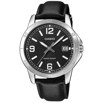 Zegarek męski Casio MTP-V004L-1BUDF na czarnym pasku, czarna tarcza
