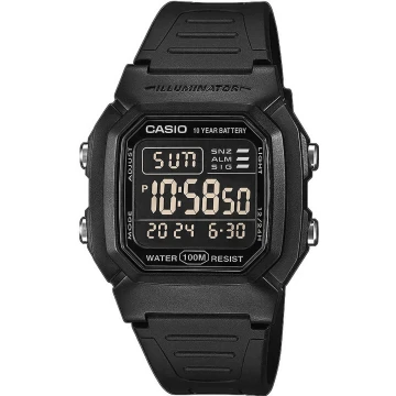Zegarek męski Casio W-800H-1BVDF na pasku czarnym, czarny wyświetlacz