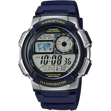 Zegarek męski Casio AE-1000W-2AVDF na granatowym pasku, czarny wyświetlacz