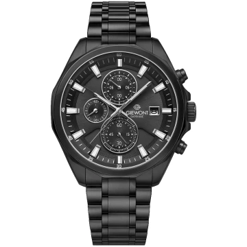 Zegarek męski Giewont GW7290-B1 Chronograph Sapphire na bransolecie czarnej, czarna tarcza