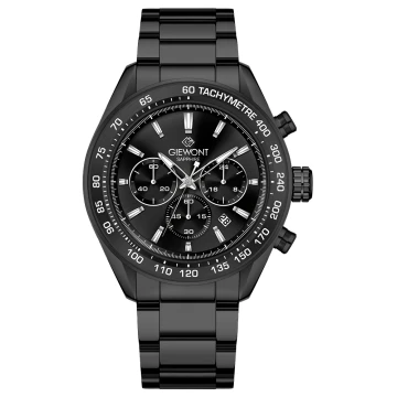 Zegarek męski Giewont GW9580-B2 Chronograph Sapphire na bransolecie czarnej, czarna tarcza