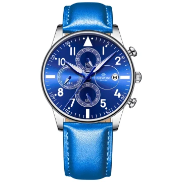 Zegarek męski Giewont GW5630-A5 Chronograph Sapphire na pasku niebieskim, niebieska tarcza