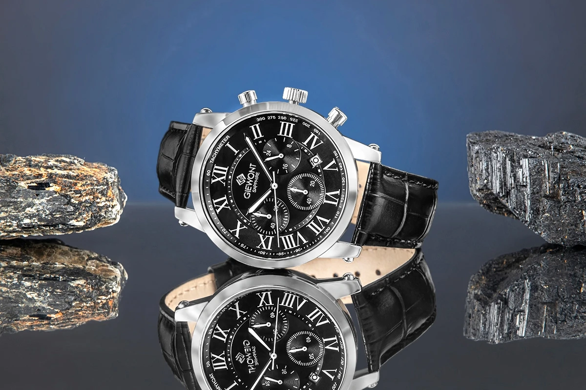 Zegarek męski Giewont GW6260-A2 Chronograph Sapphire na pasku czarnym, czarna tarcza - zdjęcie 6 Zegarek męski Giewont GW6260-A2 Chronograph Sapphire na pasku czarnym, czarna tarcza - zdjęcie 6