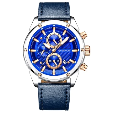 Zegarek męski Giewont GW8810-A2 Chronograph Sapphire na pasku granatowym, niebieska tarcza