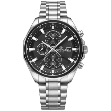 Zegarek męski Giewont GW7290-B2 Chronograph Sapphire na bransolecie srebrnej, czarna tarcza
