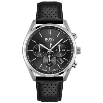 Zegarek męski Hugo Boss CHAMPION 1513816 na pasku czarnym, czarna tarcza, WR100