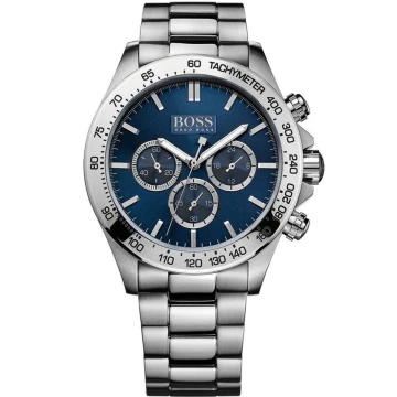 Zegarek męski Hugo Boss IKON 1512963 na bransolecie srebrnej, granatowa tarcza, WR100