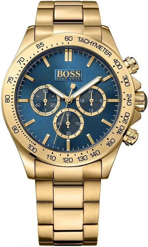 Zegarek męski Hugo Boss IKON 1513340 na bransolecie złotej, granatowa tarcza, WR100 Zegarek męski Hugo Boss IKON 1513340 na bransolecie złotej, granatowa tarcza, WR100