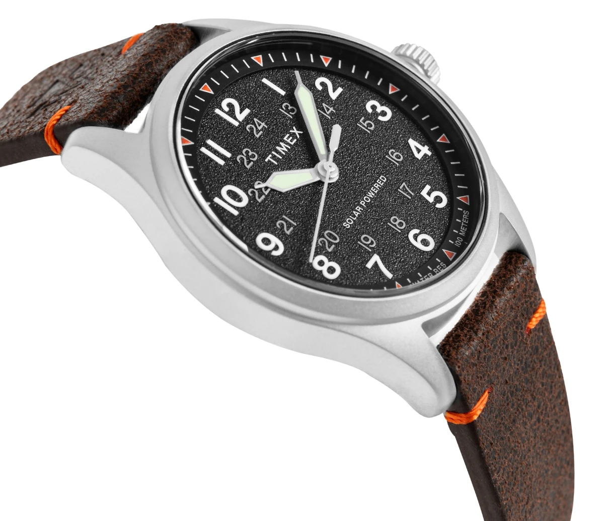 Zegarek męski Timex Expedition Field Solar TW2V64200 na pasku brązowym, czarna tarcza, WR100 - zdjęcie 3 Zegarek męski Timex Expedition Field Solar TW2V64200 na pasku brązowym, czarna tarcza, WR100 - zdjęcie 3