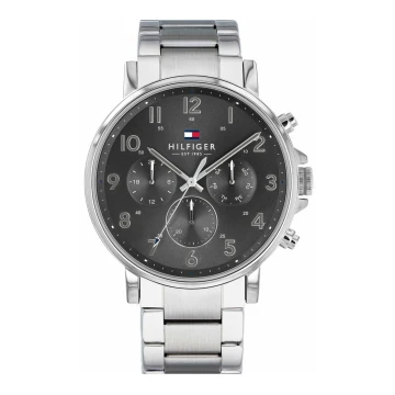 Zegarek męski Tommy Hilfiger DANIEL 1710382 na bransolecie srebrnej, szara tarcza, WR50