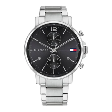 Zegarek męski Tommy Hilfiger Daniel 1710413 na bransolecie srebrnej, czarna tarcza, WR50