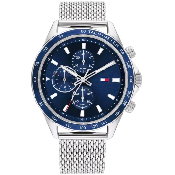 Zegarek męski Tommy Hilfiger Miles 1792018 na bransolecie srebrnej, granatowa tarcza