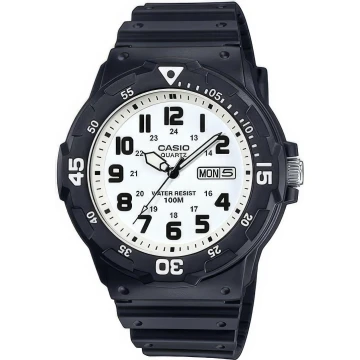 Zegarek męski Casio MRW-200H-7BVDF na czarnym pasku, biała tarcza