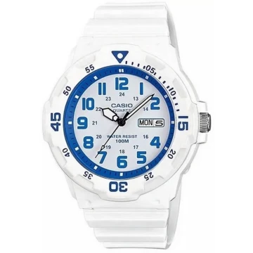 Zegarek męski Casio MRW-200HC-7B2VDF na białym pasku, biała tarcza
