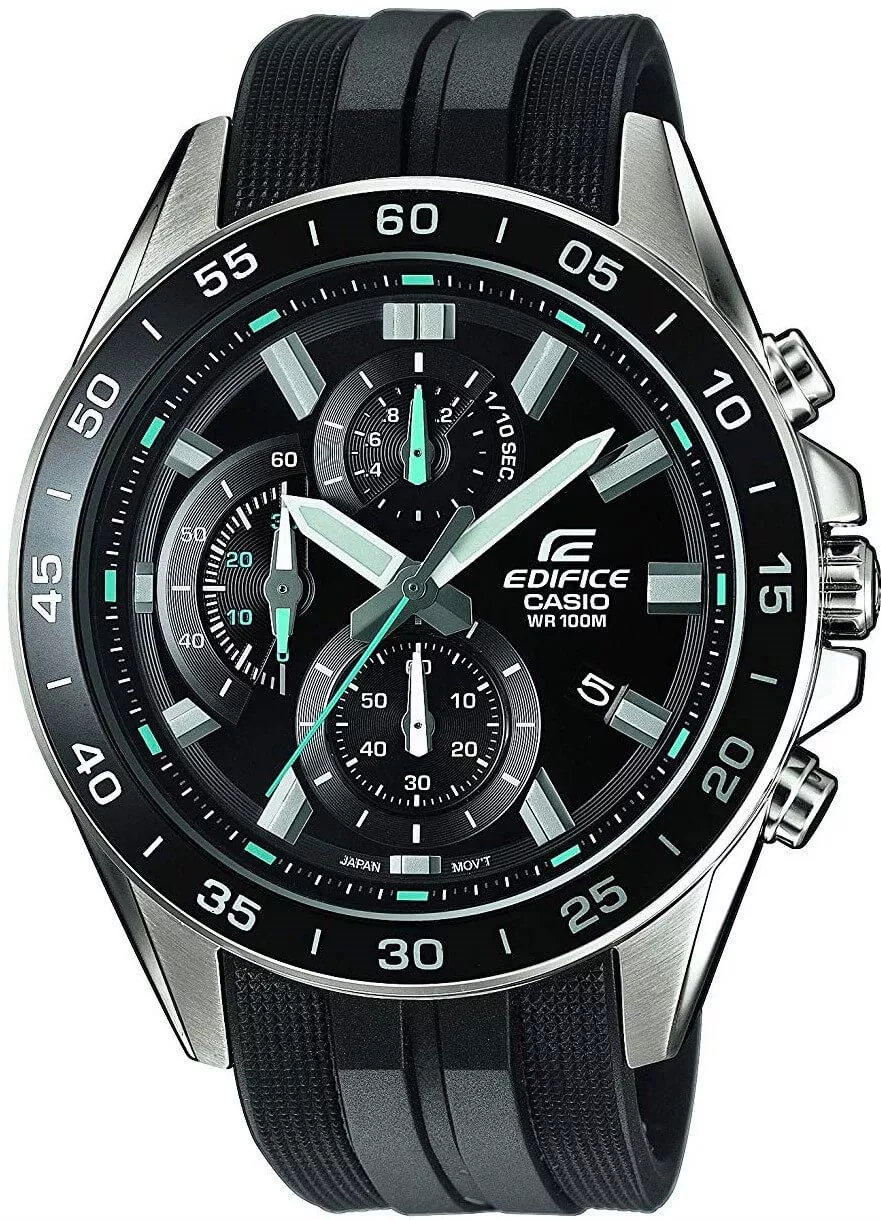 Zegarek męski Casio Edifice EFV-550P-1AVUEF na czarnym pasku, czarna tarcza Zegarek męski Casio Edifice EFV-550P-1AVUEF na czarnym pasku, czarna tarcza