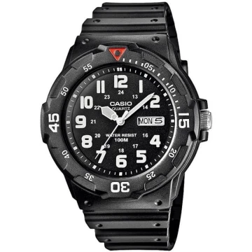 Zegarek męski Casio MRW-200H-1BVEG na czarnym pasku, czarna tarcza