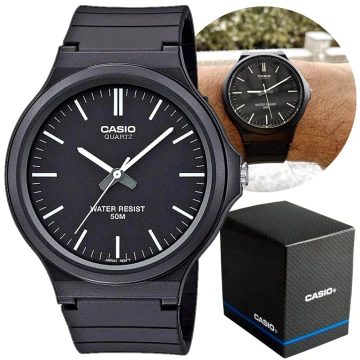 Zegarek męski Casio MW-240-1EVEF na czarnym pasku, czarna tarcza