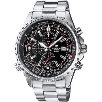 Zegarek męski Casio Edifice EF-527D-1AVEF na srebrnej bransolecie, czarna tarcza