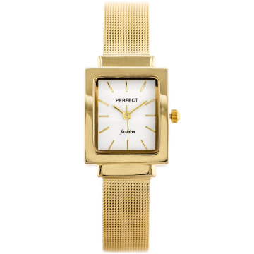 Zegarek damski Prostokątny Złoty PERFECT F209