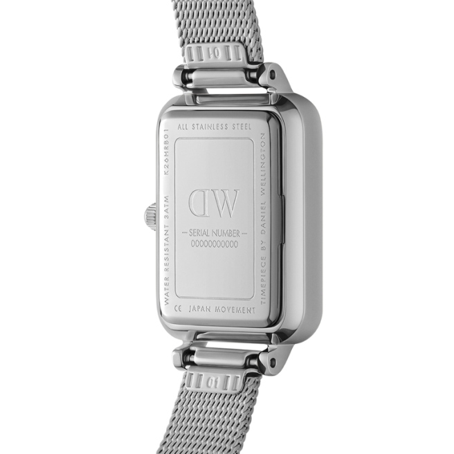 Zegarek damski Srebrny Prostokątna Koperta DANIEL WELLINGTON QUADRO DW00100438