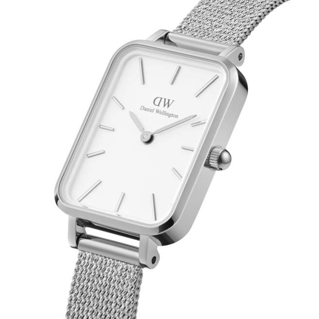 Zegarek damski Srebrny Prostokątna Koperta DANIEL WELLINGTON QUADRO DW00100438