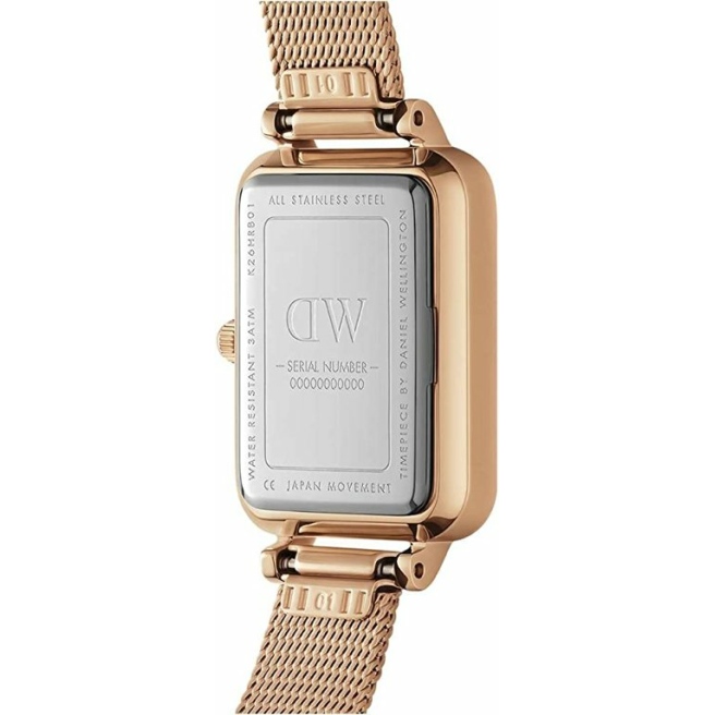 Zegarek damski Różowe złoto Prostokątna Koperta DANIEL WELLINGTON QUADRO DW00100437 Zielona tarcza