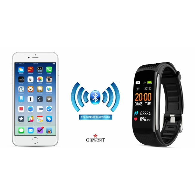 Polski Smartband Giewont z Jasnoniebieskim silikonowym paskiem