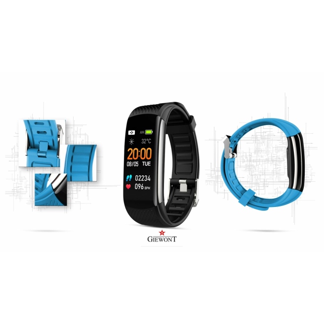 Polski Smartband Giewont z Jasnoniebieskim silikonowym paskiem