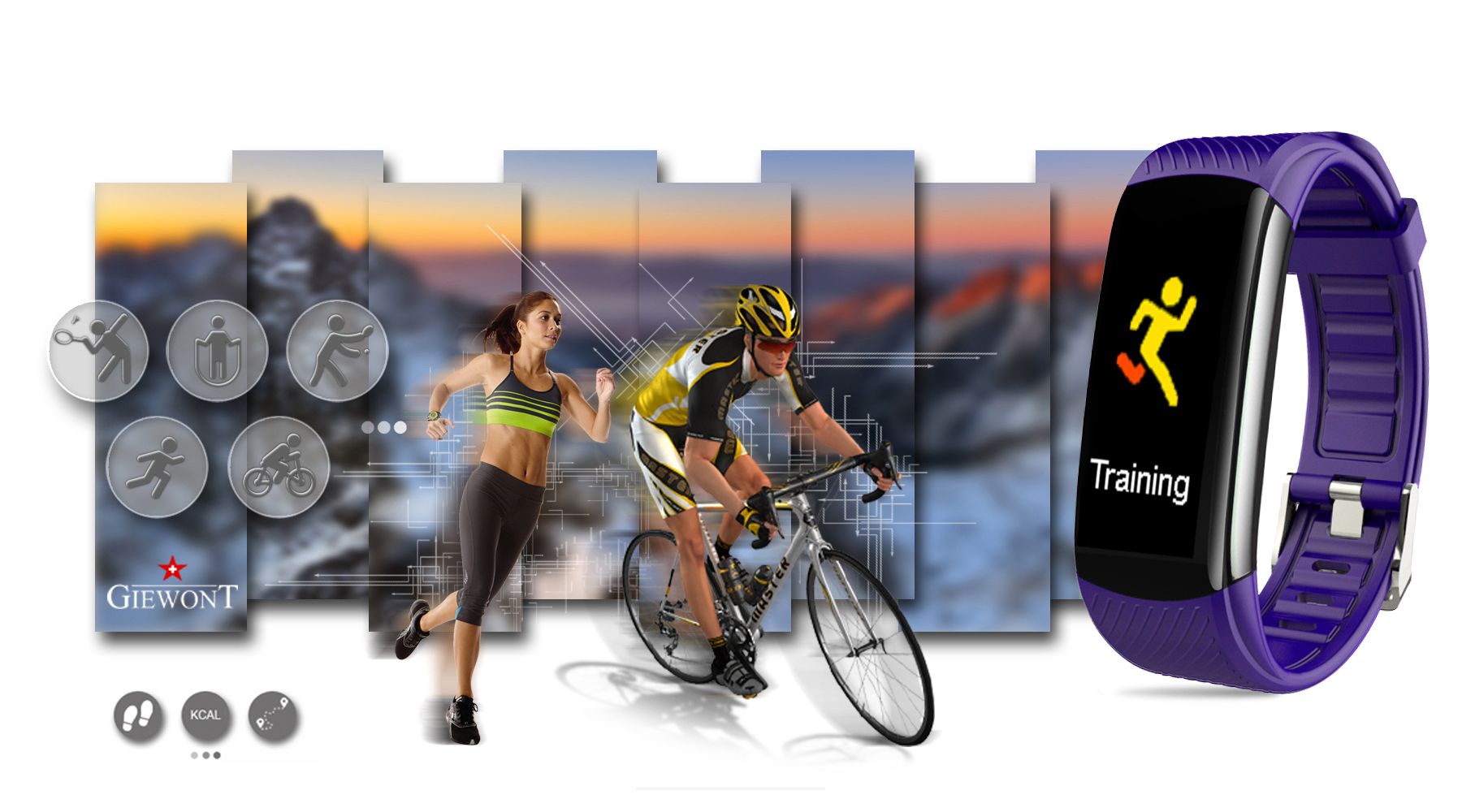 Polski Smartband Giewont Pasek silikonowy Fioletowy Polski Smartband Giewont Pasek silikonowy Fioletowy