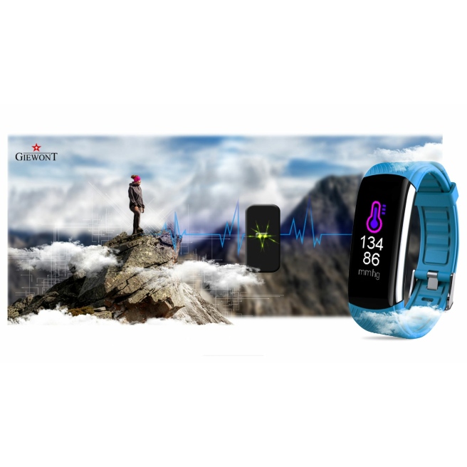 Polski Smartband Giewont z Jasnoniebieskim silikonowym paskiem