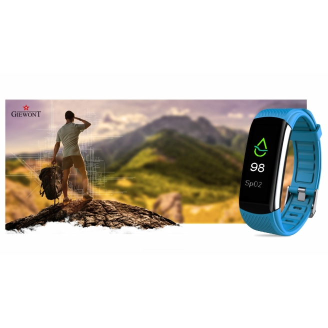 Polski Smartband Giewont z Jasnoniebieskim silikonowym paskiem