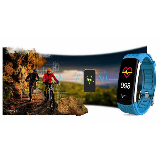 Polski Smartband Giewont z Jasnoniebieskim silikonowym paskiem