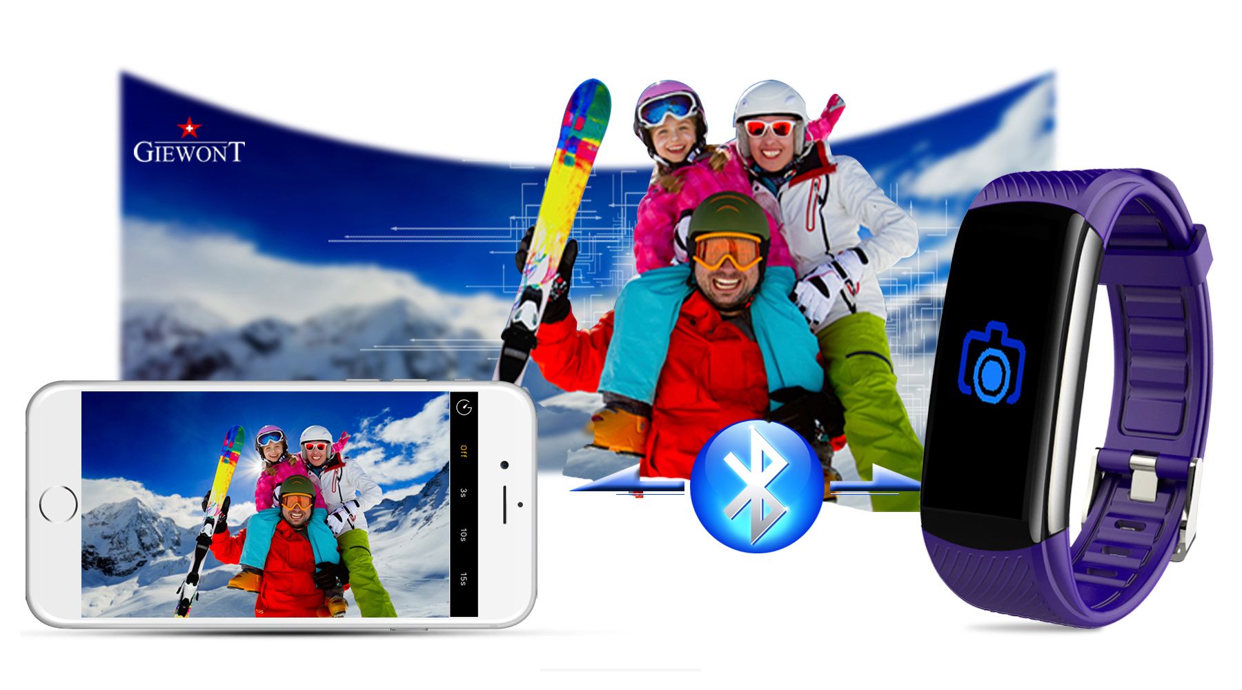 Polski Smartband Giewont Pasek silikonowy Fioletowy Polski Smartband Giewont Pasek silikonowy Fioletowy