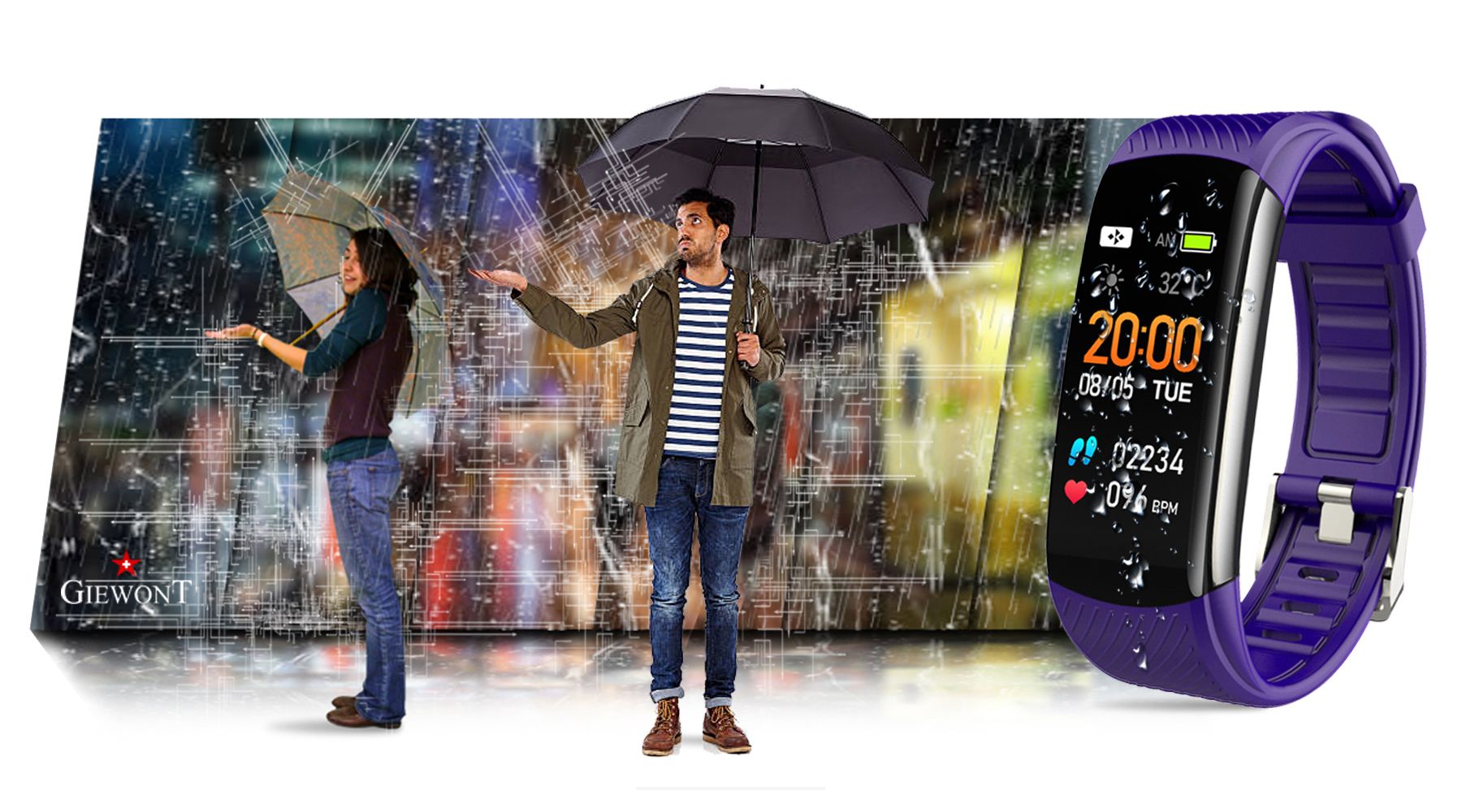 Polski Smartband Giewont Pasek silikonowy Fioletowy Polski Smartband Giewont Pasek silikonowy Fioletowy