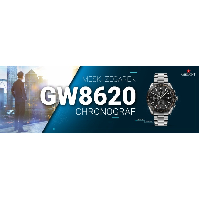 Zegarek Męski GIEWONT GW8620-1 Chronograf - Czarna tarcza