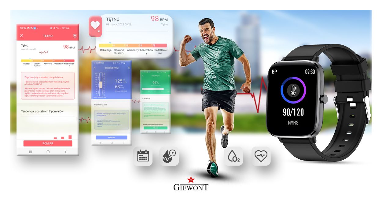 Smartwatch Giewont GW230-2 Czarny-Czarny Smartwatch Giewont GW230-2 Czarny-Czarny