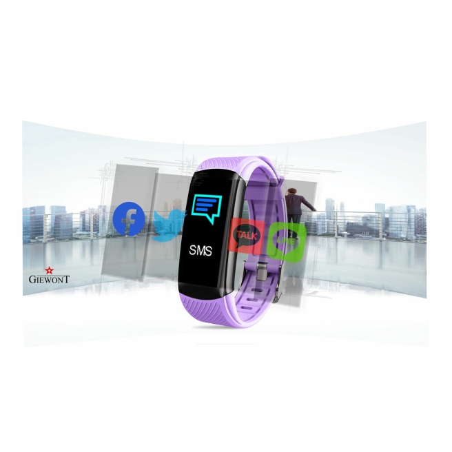 Smartband Giewont Czarny GW200-8 + Pasek Jasnofioletowy