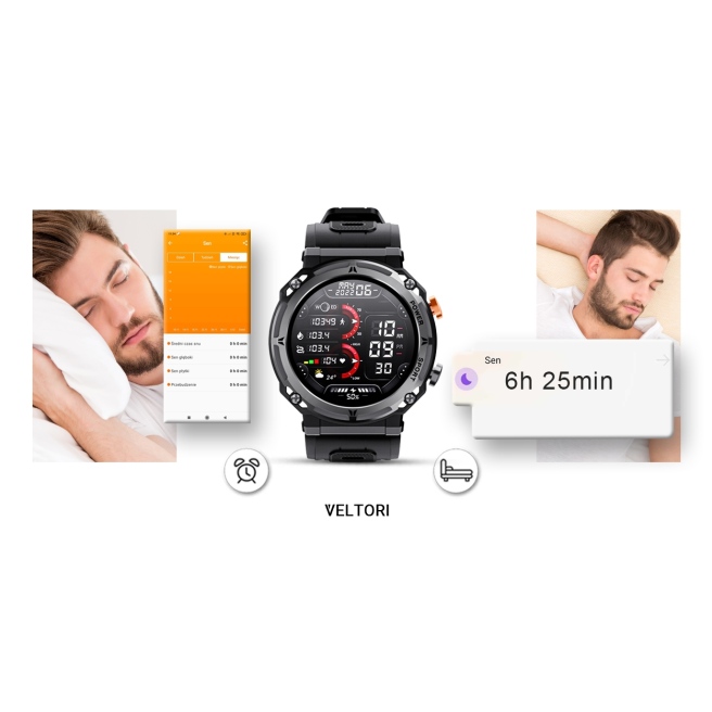 Smartwatch Veltori VT120-1 Czarny Pasek Silikonowy