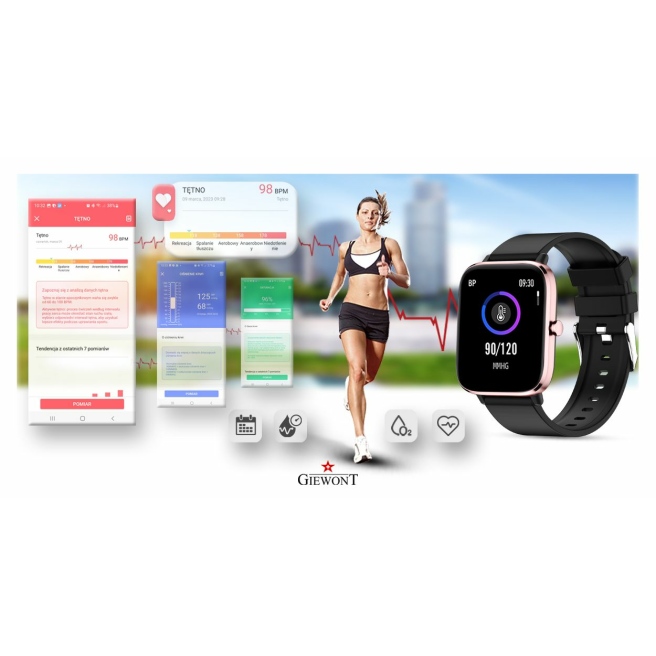 Smartwatch Giewont GW230-3 Różowe Złoto-Czarny