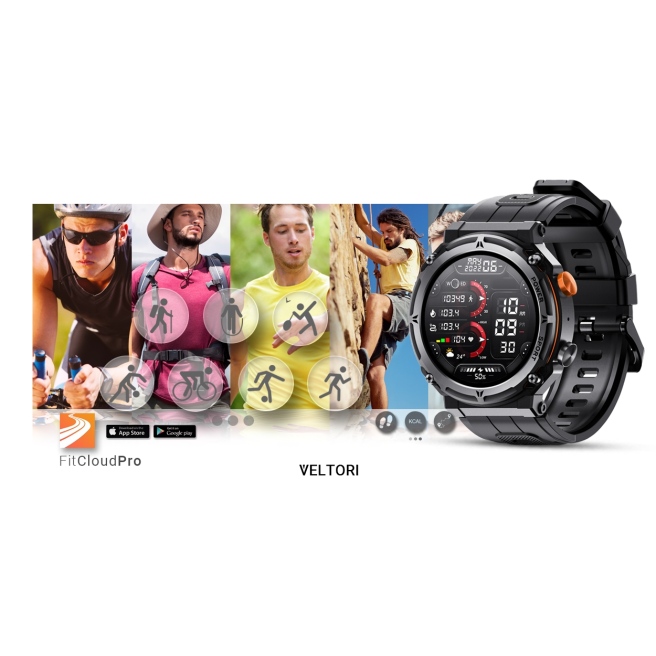 Smartwatch Veltori VT120-1 Czarny Pasek Silikonowy