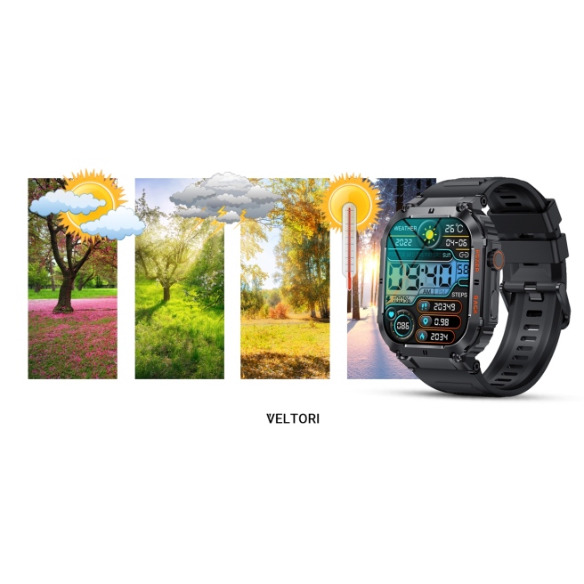Smartwatch Veltori VT200-1 Czarny Pasek Silikonowy