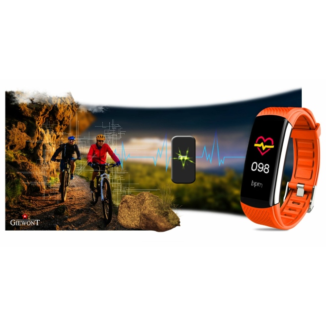 Smartband Giewont Czarny GW200-9 + Pasek Pomarańczowy