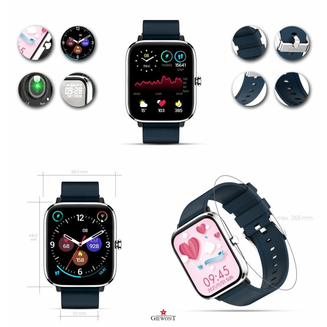 Smartwatch Giewont GW230-4 Srebrno-Niebieski