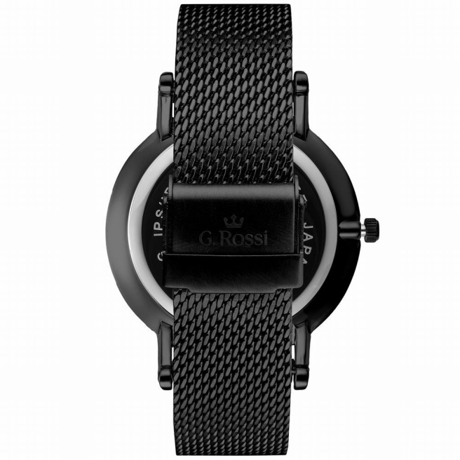 Czarny zegarek damski ze złotymi wskazówkami i indeksami G.Rossi 10401B-1A4